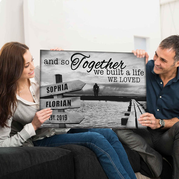 Handcrafted Personalized Couple Wall Canvas - Commemorate Your Love Journey with Unique Names and Dates! Ideal for Birthdays, Anniversaries, Valentine's Day, and Stylish Home Accentuation