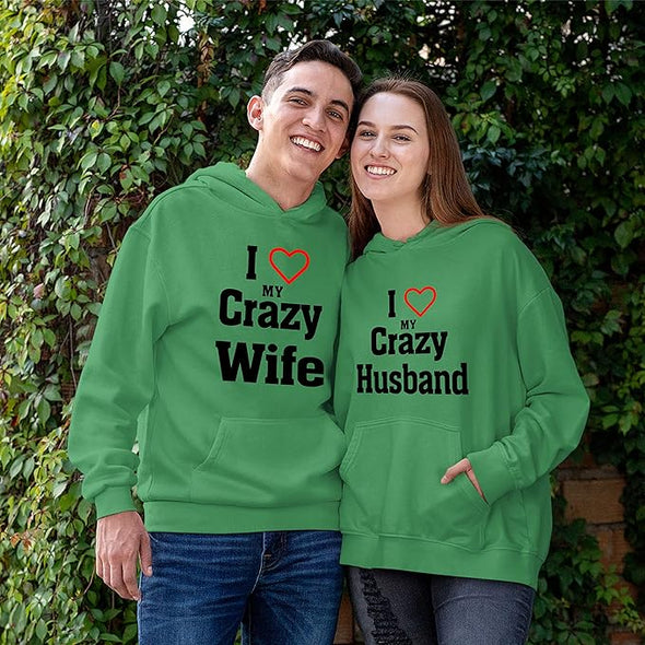 I Love My Crazy Husband Wife Hoodie, Unisex Hoodies For Couples