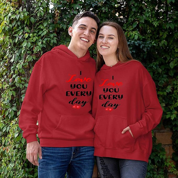 I Love You Everyday, Unisex Hoodies, Kangaroo Pocket, For Couples