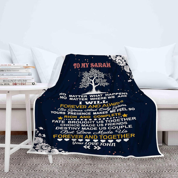 Couple, Customized Blanket for Couples with Their Partner's name, Custom Gift with quote, wedding, birthday, anniversary, valentine's day gifts, Cozy and supersoft Blanket