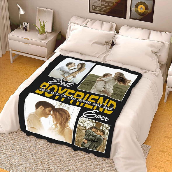 Personalized Photo Blanket - The Ultimate Birthday Gift for Your Boyfriend | Show Your Love on Valentine's Day, Anniversary, Thanksgiving | Cozy Fleece Blanket for Couch, Bed, Sofa | Printed in the USA
