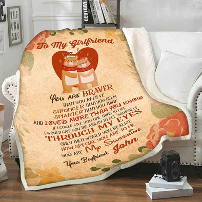 "Premium Blanket for Girlfriend - Personalized Gift, Closest to Your Heart - Couple's Present, Expressions of Love