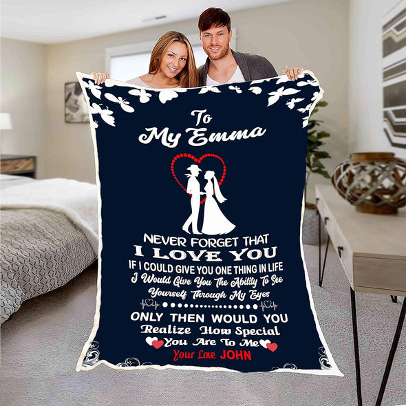 Customized Blanket for Couples with Their Partner's Name, Custom Gift with Quotes, Wedding, Anniversary, Valentine's Day Gift for her, Cozy and Supersoft Blanket