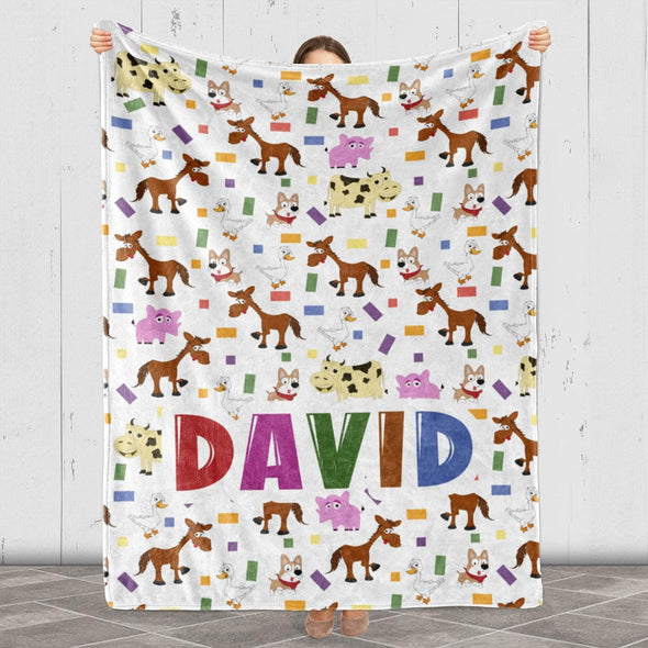 our Little One in Love: Personalized Kids' Name Blanket - Perfect Gift from Loved Ones for Birthdays, Holidays, and Special Occasions! Adorned with Adorable Animal Designs and Customized with Your Child's Name, Printed in the USA