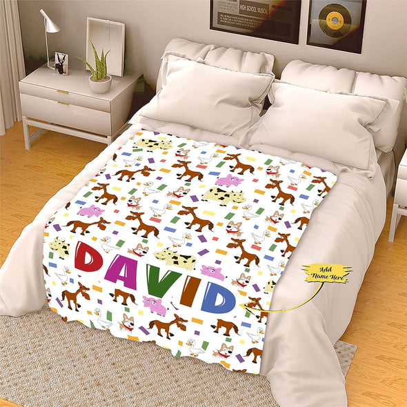 our Little One in Love: Personalized Kids' Name Blanket - Perfect Gift from Loved Ones for Birthdays, Holidays, and Special Occasions! Adorned with Adorable Animal Designs and Customized with Your Child's Name, Printed in the USA