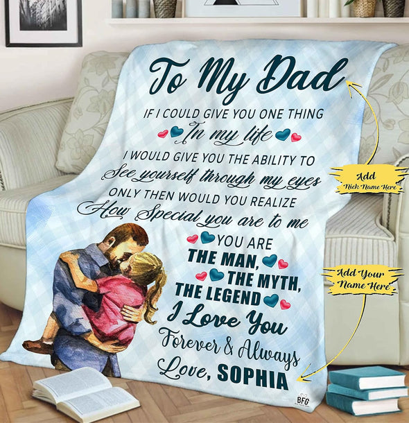The Man The Myth The Legend, Customized Blanket for Father, with Custom Daughter/Son Name, Gift for Birthday, Father's Day, Thanksgiving, Super Soft and Warm Blanket