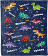 Customized Name Blanket for Kids, Cartoon Dinosaur Design from Family, Friends, Relatives, Gift for Birthday, Thanksgiving, Christmas, Festivals, Proudly Shipped from USA Fleece or Sherpa Blanket