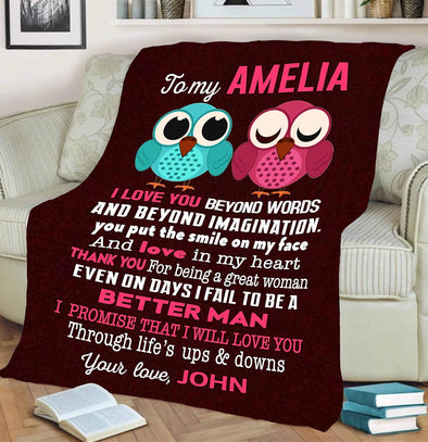 Customized Blanket for Couple with Partner's Name and with Quote, Wedding Gift, Valentine's Day Gift for Them. Supersoft Blanket