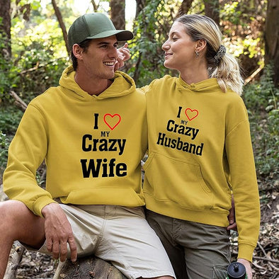 I Love My Crazy Husband Wife Hoodie, Unisex Hoodies For Couples