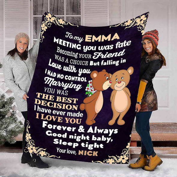 Customized Blanket for Couple, with Partner's Name and with Quotes, Wedding Gift, Valentine's Day Gift Super Soft and Cozy Blanket