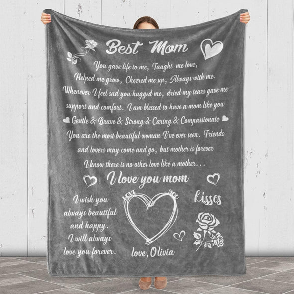 Personalized Blanket for Mom, Mother's Day Gift from Son/Daughter,  Custom Kids Name , Super Soft and Warm Blanket