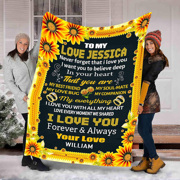 Personalized Premium Fleece Blanket for Couples - The Ultimate Gift for Your Soul Mate with Custom Names and Quotes - Perfect for Valentine's Day and Birthdays - Luxuriously Soft and Warm Throw