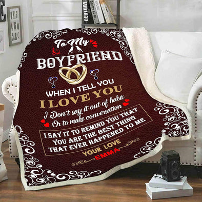 Premium Couples Blanket - Ideal Gift for Boyfriend - 'To My Boyfriend' Personalized Throw - Keep Your Loved One Close with Our Heartwarming Couple Gift