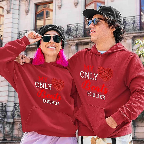 My Heart Only Beats For Him Her, Unisex Hoodies For Couples