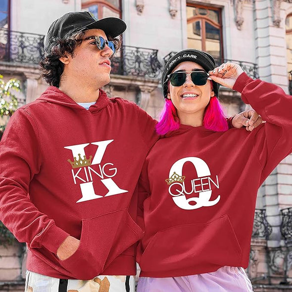 King Queen Couple Hoodies, His Her Gifts, Unisex Hoodies, For Couples