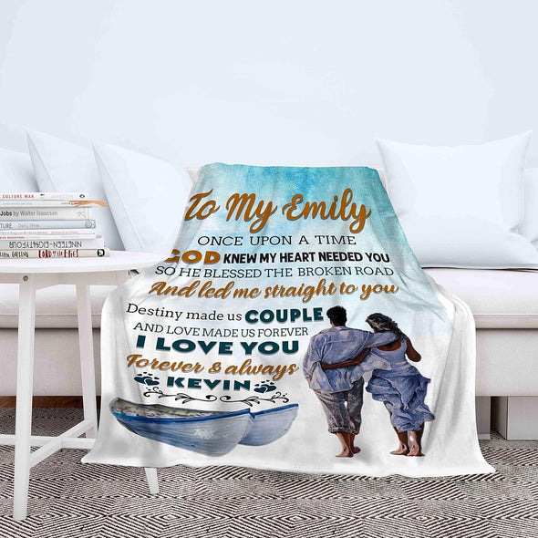 God Knew My Heart Needed You, Customized Fleece Blankets for Couples, Best Gift for Your Life Partner with Quotes, Valentine's Day, Birthday Gift, Super Soft and Cozy Blanket