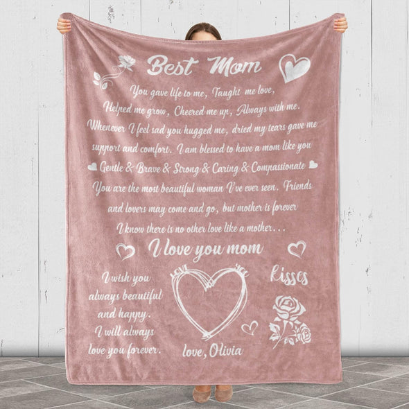 Personalized Blanket for Mom, Mother's Day Gift from Son/Daughter,  Custom Kids Name , Super Soft and Warm Blanket