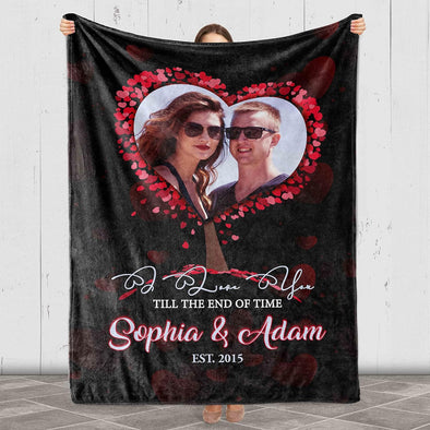 Customized Photo Blanket Gift, I Love You Till The End of Time, Made in USA, Date Always and Forever, Valentine's Day, Birthday, Anniversary, Ultra Soft Cozy Fleece Blanket Gift