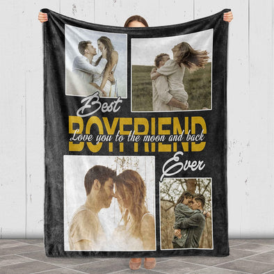 Personalized Photo Blanket - The Ultimate Birthday Gift for Your Boyfriend | Show Your Love on Valentine's Day, Anniversary, Thanksgiving | Cozy Fleece Blanket for Couch, Bed, Sofa | Printed in the USA