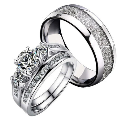 Matching Rings His and Her Rings Couple Rings Sets White Gold Plated Ring