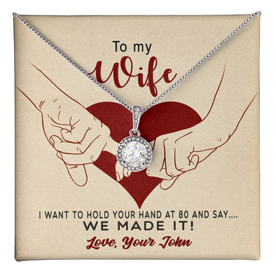 TO MY WIFE, ETERNAL HOPE NECKLACE WITH MESSAGE CARD, CUSTOMIZE GIFT FROM HUSBAND TO WIFE, NECKLACE FOR HER