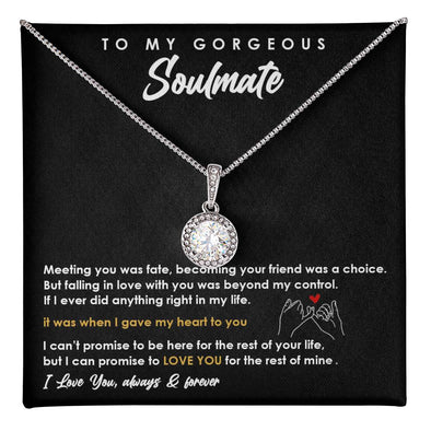 TO MY GORGEOUS SOULMATE,  ETERNAL HOPE NECKLACE, UNIQUE GIFT WITH FOR MESSAGE CARD,  ANNIVERSARY AND BIRTHDAY GIFT HER, ALWAYS AND FOREVER