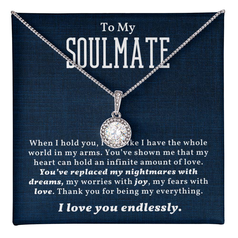 TO MY SOULMATE, I LOVE YOU ENDLESSLY,  ETERNAL HOPE NECKLACE WITH MESSAGE CARD, BIRTHDAY AND ANNIVERSARY GIFT FOR HER, NECKLACE JEWELERY