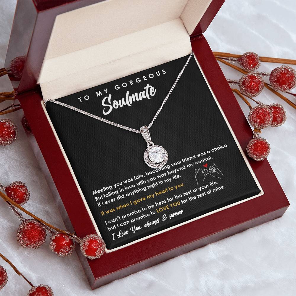 TO MY GORGEOUS SOULMATE,  ETERNAL HOPE NECKLACE, UNIQUE GIFT WITH FOR MESSAGE CARD,  ANNIVERSARY AND BIRTHDAY GIFT HER, ALWAYS AND FOREVER