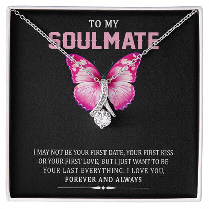 TO MY SOULMATE, ALLURING BEAUTY NECKLACE WITH MESSAGE CARD, NECKLACE JEWELRY FOR HER, BIRTHDAY, ANNIVERSAY AND VALENTINE DAY GIFT  FOR HER