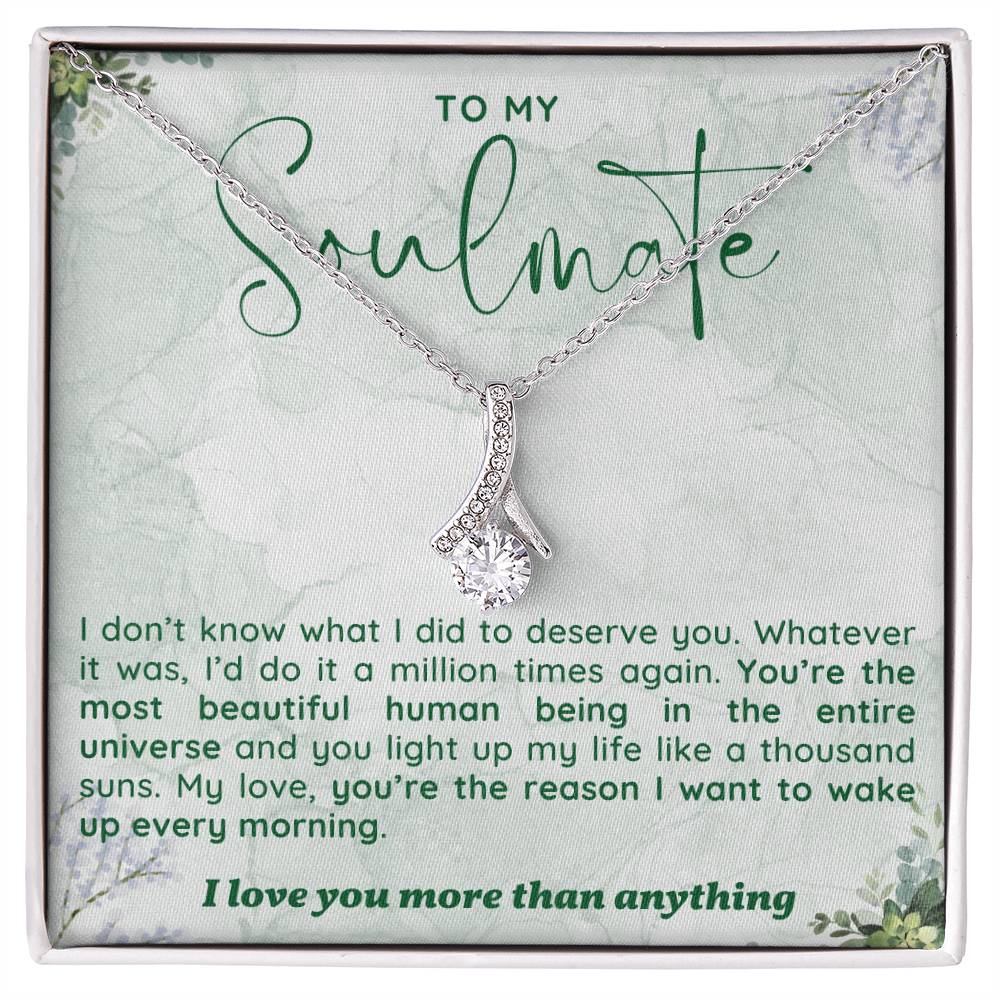 TO MY SOULMATE, ALLURING BEAUTY NECKLACE WITH MESSAGE CARD, UNIQUE GIFT FOR HER, BIRTHDAY, VALENTINE AND ANNIVERSARY GIFT FOR GIRLFRIEND/WIFE