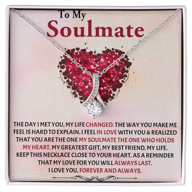 TO MY SOULMATE, ALLURING BEAUTY NECKLACE WITH MESSAGE CARD, FOREVER AND ALWAYS, BIRTHDAY AND ANNIVERSAY GIFT FOR HER, NECKLACE FROM HUSBAND/BOYFRIEND