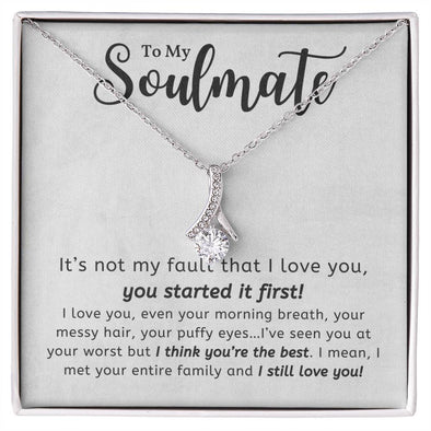 TO MY SOULMATE, ALLURING BEAUTY NECKLACE, NECKLACE WITH MESSAGE CARD, UNIQUE GIFT FOR HER
