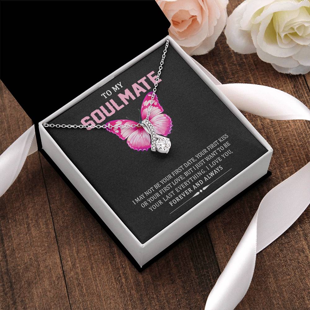 TO MY SOULMATE, ALLURING BEAUTY NECKLACE WITH MESSAGE CARD, NECKLACE JEWELRY FOR HER, BIRTHDAY, ANNIVERSAY AND VALENTINE DAY GIFT  FOR HER