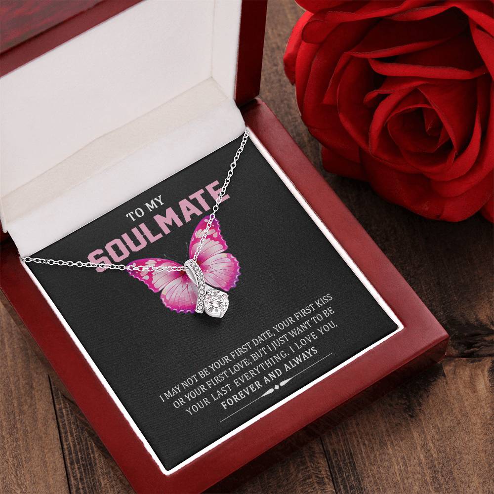 TO MY SOULMATE, ALLURING BEAUTY NECKLACE WITH MESSAGE CARD, NECKLACE JEWELRY FOR HER, BIRTHDAY, ANNIVERSAY AND VALENTINE DAY GIFT  FOR HER