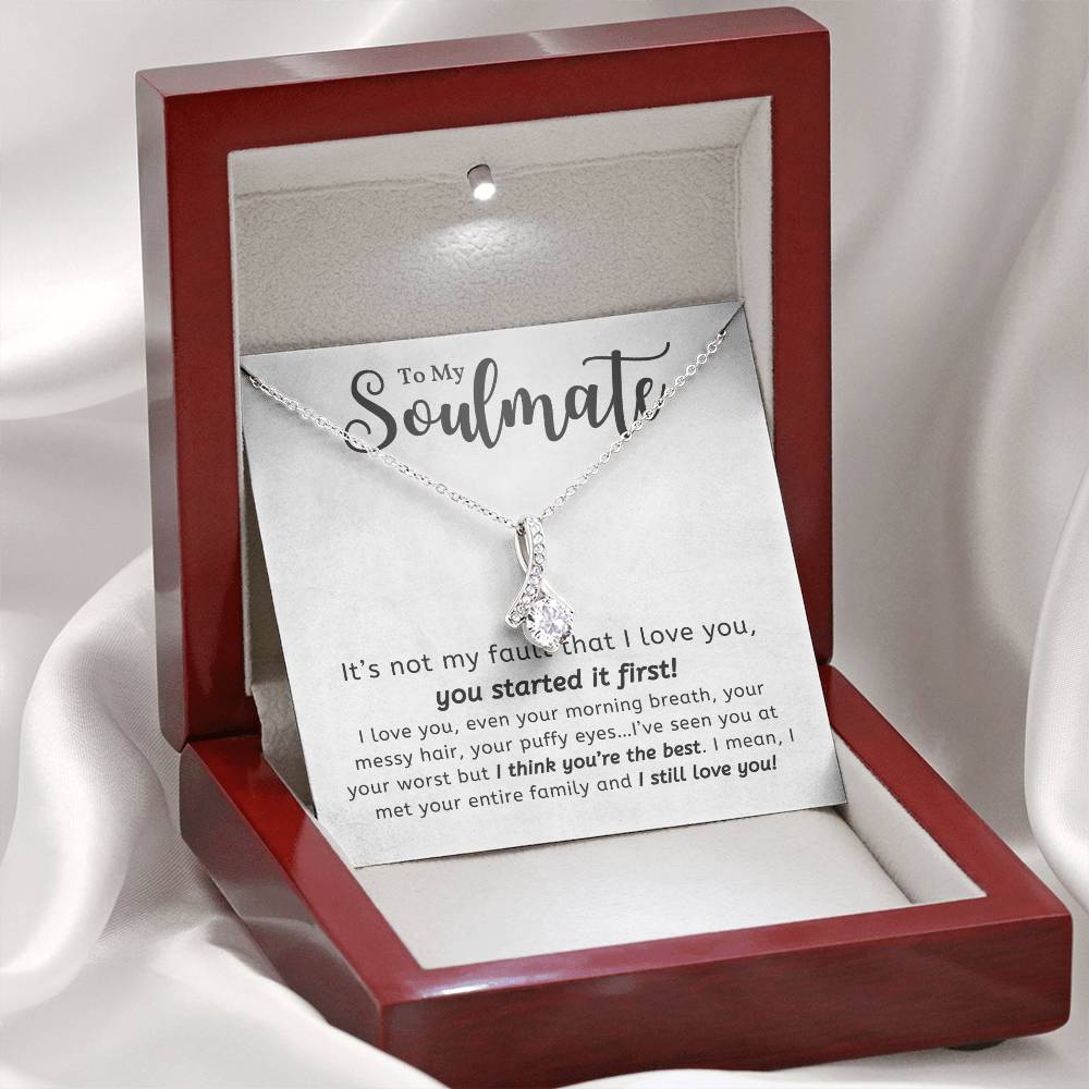 TO MY SOULMATE, ALLURING BEAUTY NECKLACE, NECKLACE WITH MESSAGE CARD, UNIQUE GIFT FOR HER