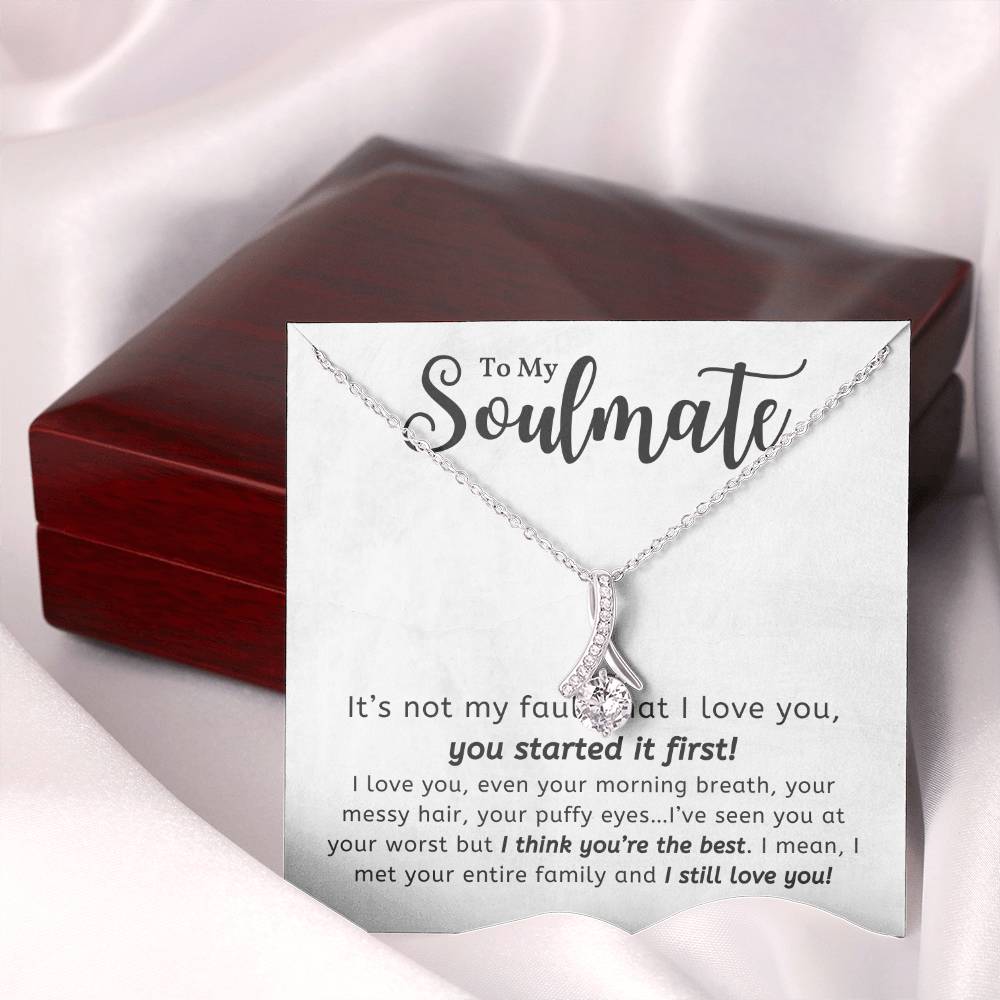 TO MY SOULMATE, ALLURING BEAUTY NECKLACE, NECKLACE WITH MESSAGE CARD, UNIQUE GIFT FOR HER