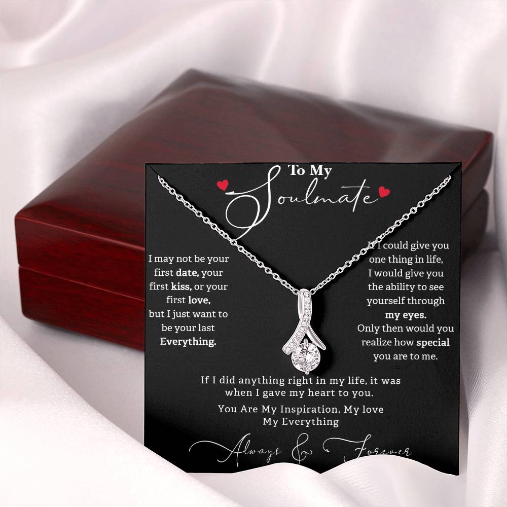 ALLURING BEAUTY NECKLACE, TO MY SOULMATE WITH BEAUTIFUL MESSAGE CARD,  GIFT FOR BIRTHDAY AND ANNIVERSAY,  NECKLACE FROM HUSBAND/BOYFRIEND
