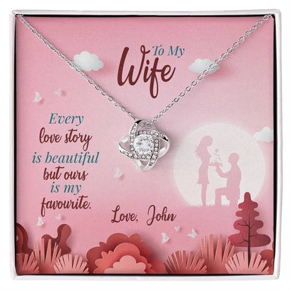TO MY WIFE, LOVE KNOT PENDANT FOR WIFE, NECKLACE WITH BEAUTIFUL MESSAGE CARD, GIFT FOR ANNIVERSARY, BIRTHDAY, CHRISTMAS,