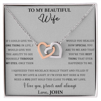 I LOVE YOU, FOREVER AND ALWAYS, INTERLOCKING HEART NECKLACE WITH MESSAGE CARD, NECKLACE JEWELERY WITH MESSAGE CARD FOR HER, BIRTHDAY ANNIVERSARY GIFT