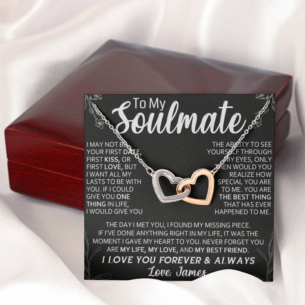 TO MY SOULAMTE, LOVE KNOT NECKACLE, BEAUTIFUL GIFT FOR HER WITH MESSGAGE CARD. BIRTHDAY AND ANNIVERSARY GIFT FOR WIFE