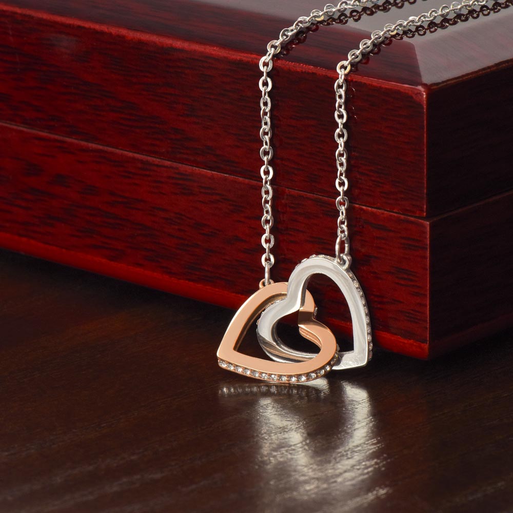 TO MY SOULMATE, I'LL LOVE YOU ALWAYS, INTERLOCKING HEART NECKLACE, BIRTHDAY AND ANNIVERSAY GIFT WITH MESSAGE CARD FOR HER