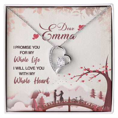 Customized Silver Heart Necklace, Pendant With Message Card, Forever love Necklace, Couple Gifts, Custom Gifts ForWife, Jewelry From Husband To wife