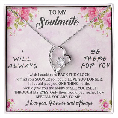 TO MY SOULMATE, FOREVER LOVE NECKLACE WITH BEAUTIFUL MESSAGE CARD FOR GIRLFRIEND/WIFE, UNIQUE GIFT FOR HER, BIRTHDAY GIFT AND ANNIVERSARY, FOREVER AND ALWAYS
