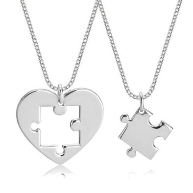 Puzzle Piece Necklace  - Perfect Symbol of Connection | Couple Necklace | Heart Puzzle Necklace