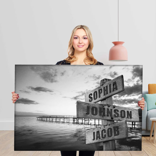 Ocean Street Sign Canvas With Multi Names