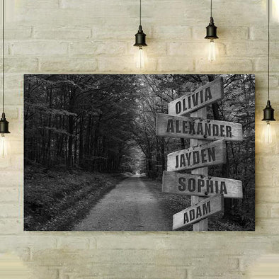 Forest Black And White Canvas With Customized Names