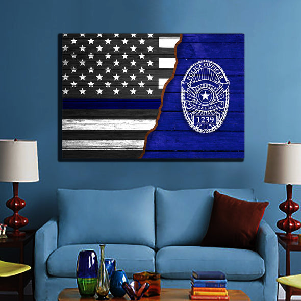 Personalized Police Officer Wall Art Canvas