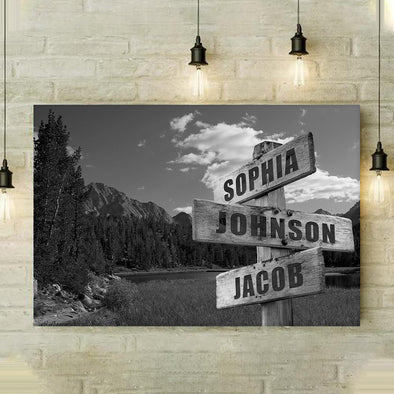 Mountains Customized Canvas With Family names
