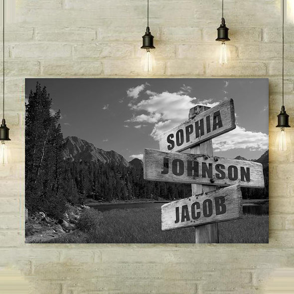 Mountains Customized Canvas With Family names