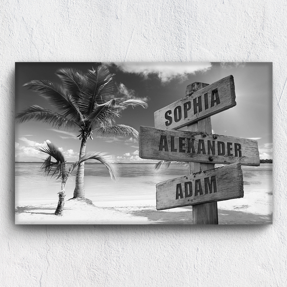 Beach Printed Street Sign Canvas With Names
